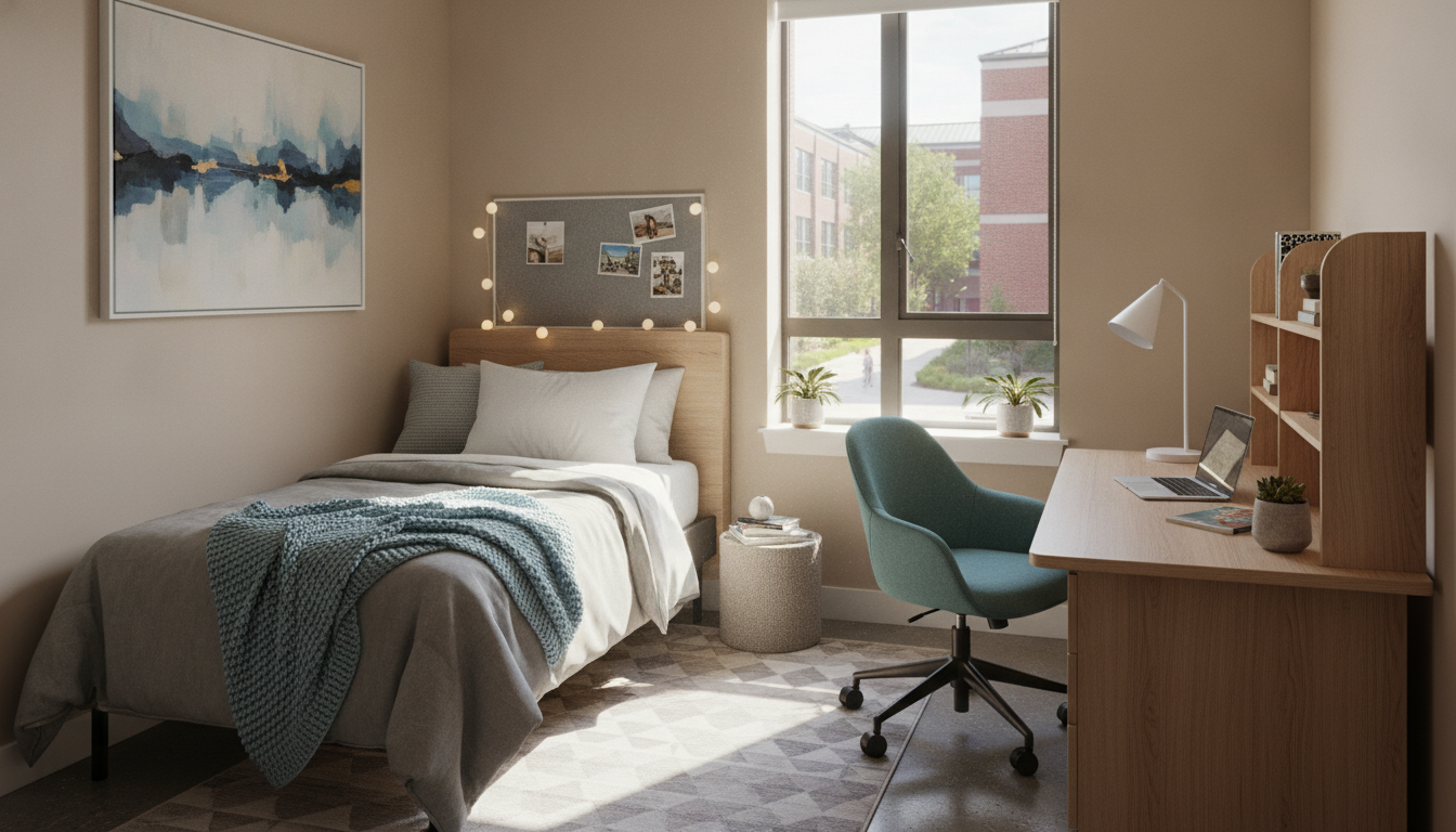 A cozy modern student residence room