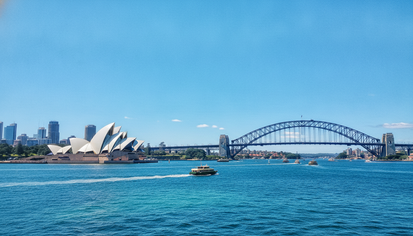 Sydney harbour with the Opera House and Harbour Bridge