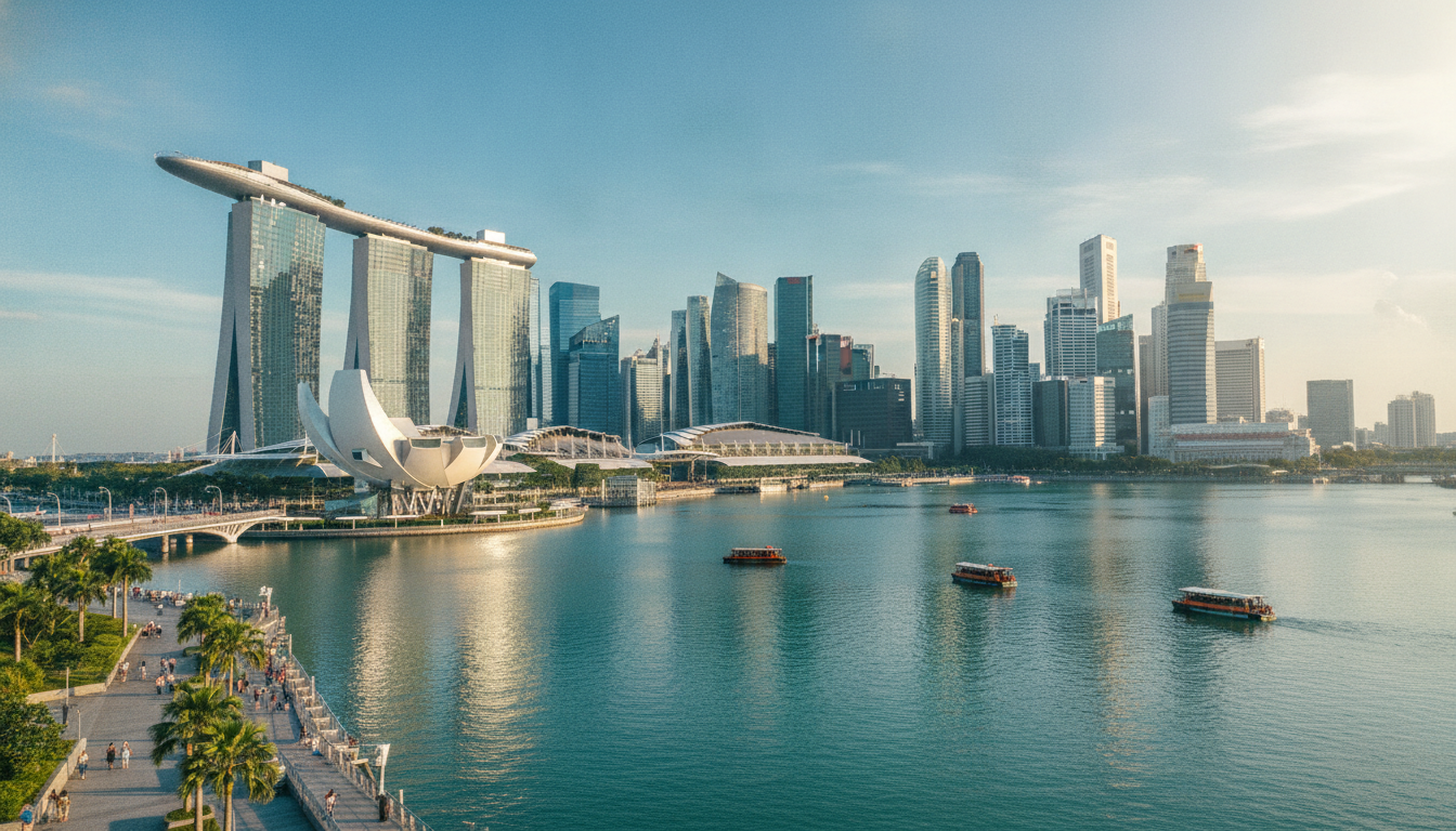 Singapore Marina Bay skyline with modern skyscrapers